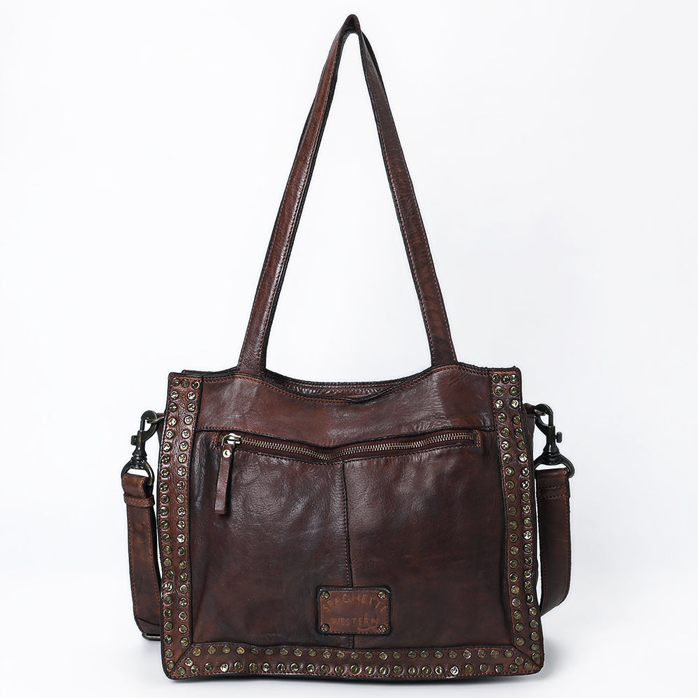 Spaghetti Western Tote Vintage Handmade Drum Dyed Genuine European Cowhide Leather
