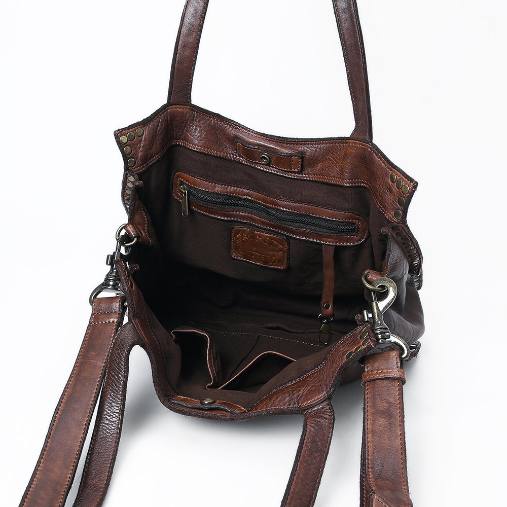 Spaghetti Western Tote Vintage Handmade Drum Dyed Genuine European Cowhide Leather