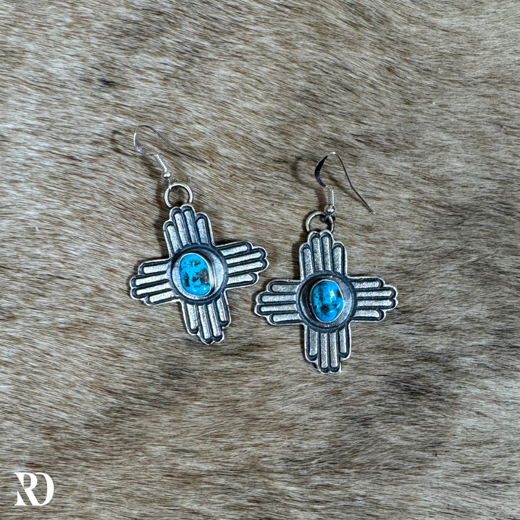 Zia Kingman Turquoise Earrings By Kevin Billah — view 3