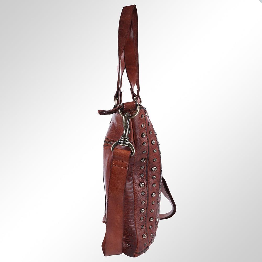Spaghetti Western Tote Vintage Handmade Drum Dyed Genuine European Cowhide Leather