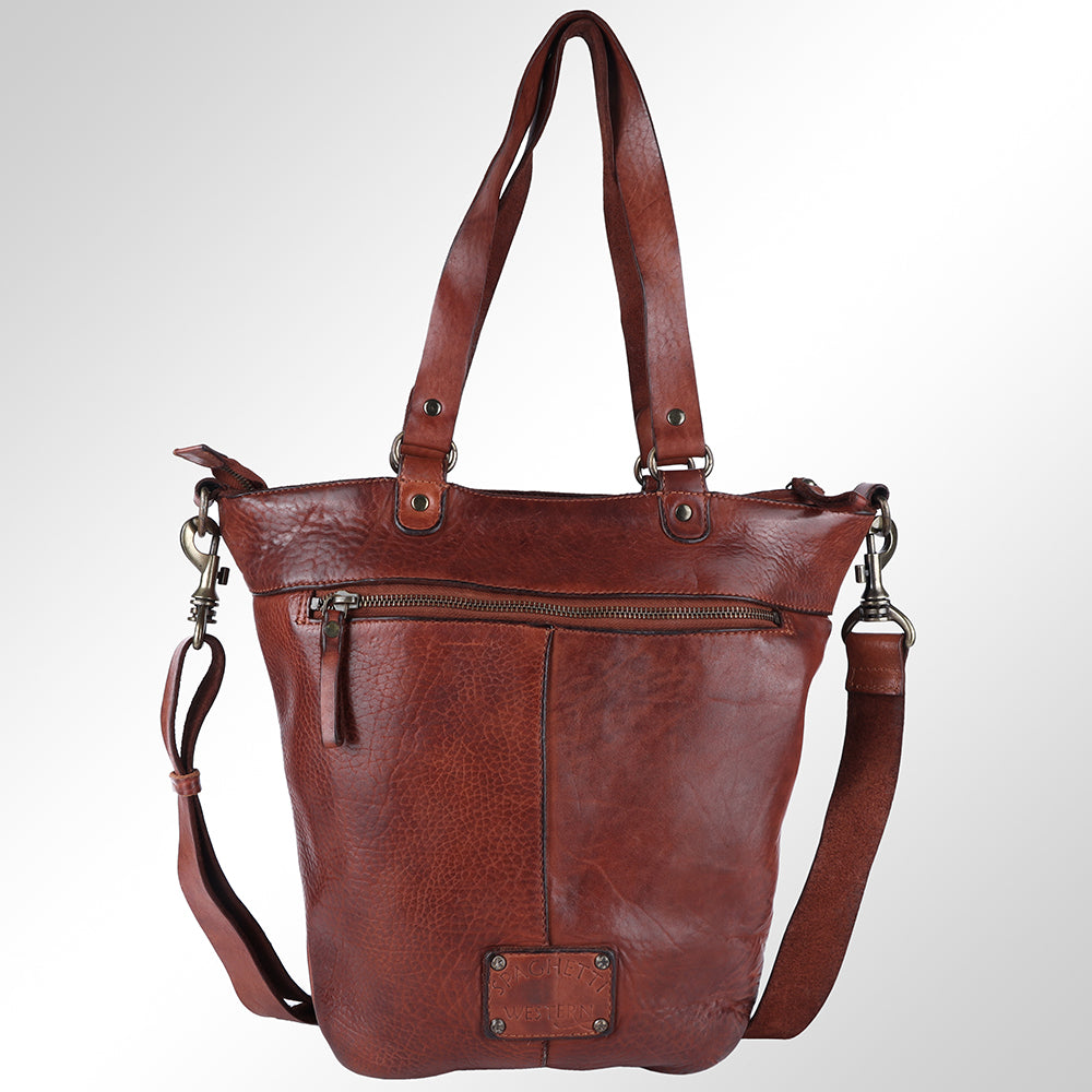 Spaghetti Western Tote Vintage Handmade Drum Dyed Genuine European Cowhide Leather
