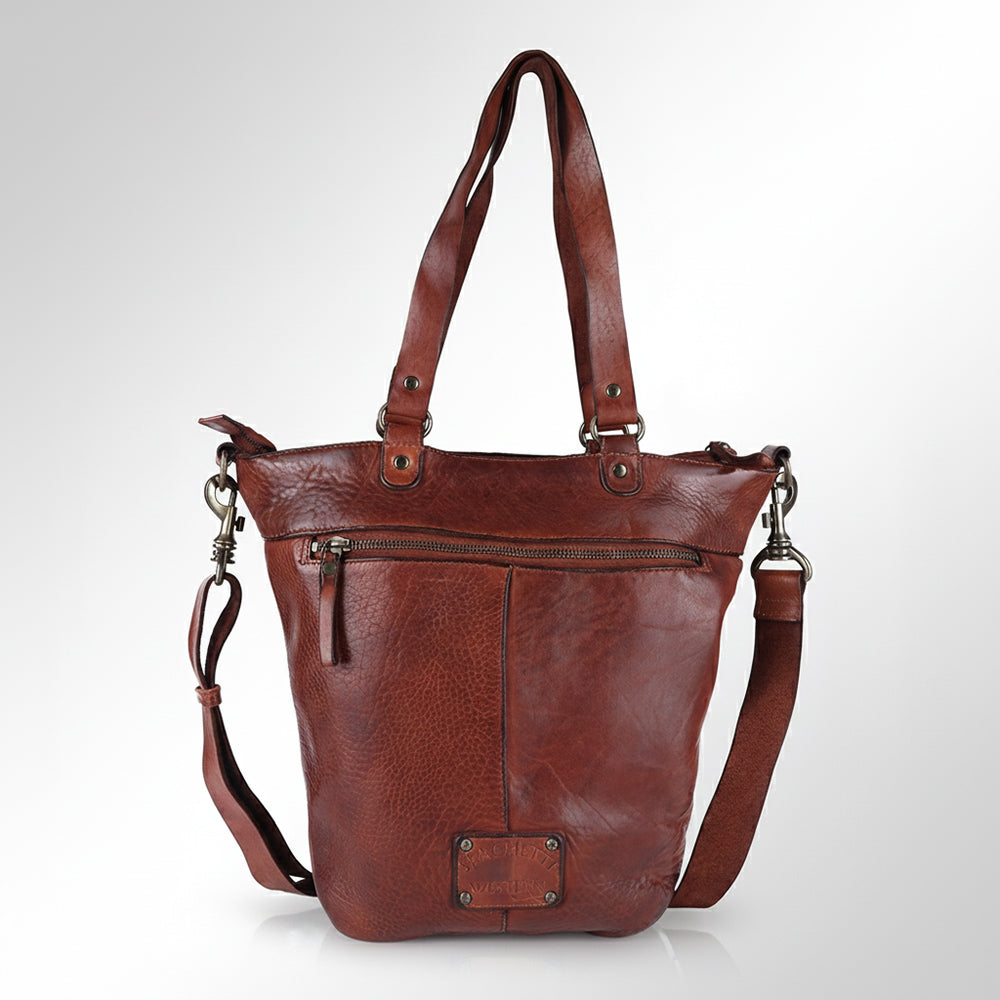 Spaghetti Western Swc134Cg Tote Vintage Handmade Drum Dyed Genuine European Cowhide Leather Women Bag Western Handbag Purse