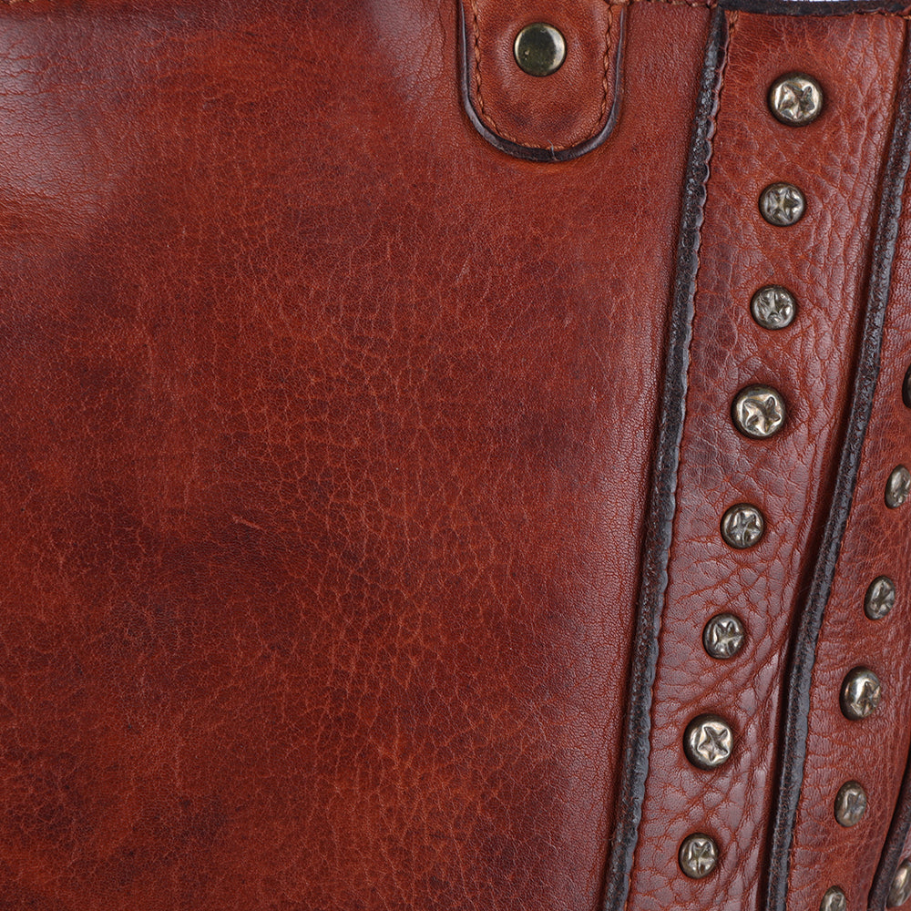 Spaghetti Western Tote Vintage Handmade Drum Dyed Genuine European Cowhide Leather
