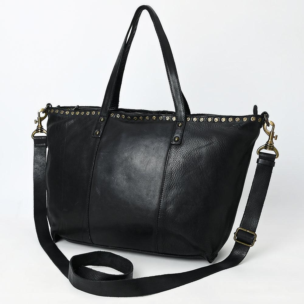 Spaghetti Western Tote Vintage Handmade Drum Dyed Genuine European Cowhide Leather