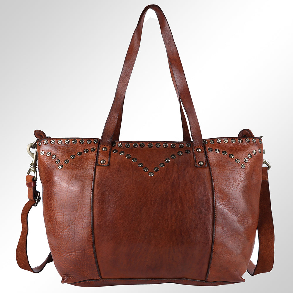 Spaghetti Western Tote Vintage Handmade Drum Dyed Genuine European Cowhide Leather
