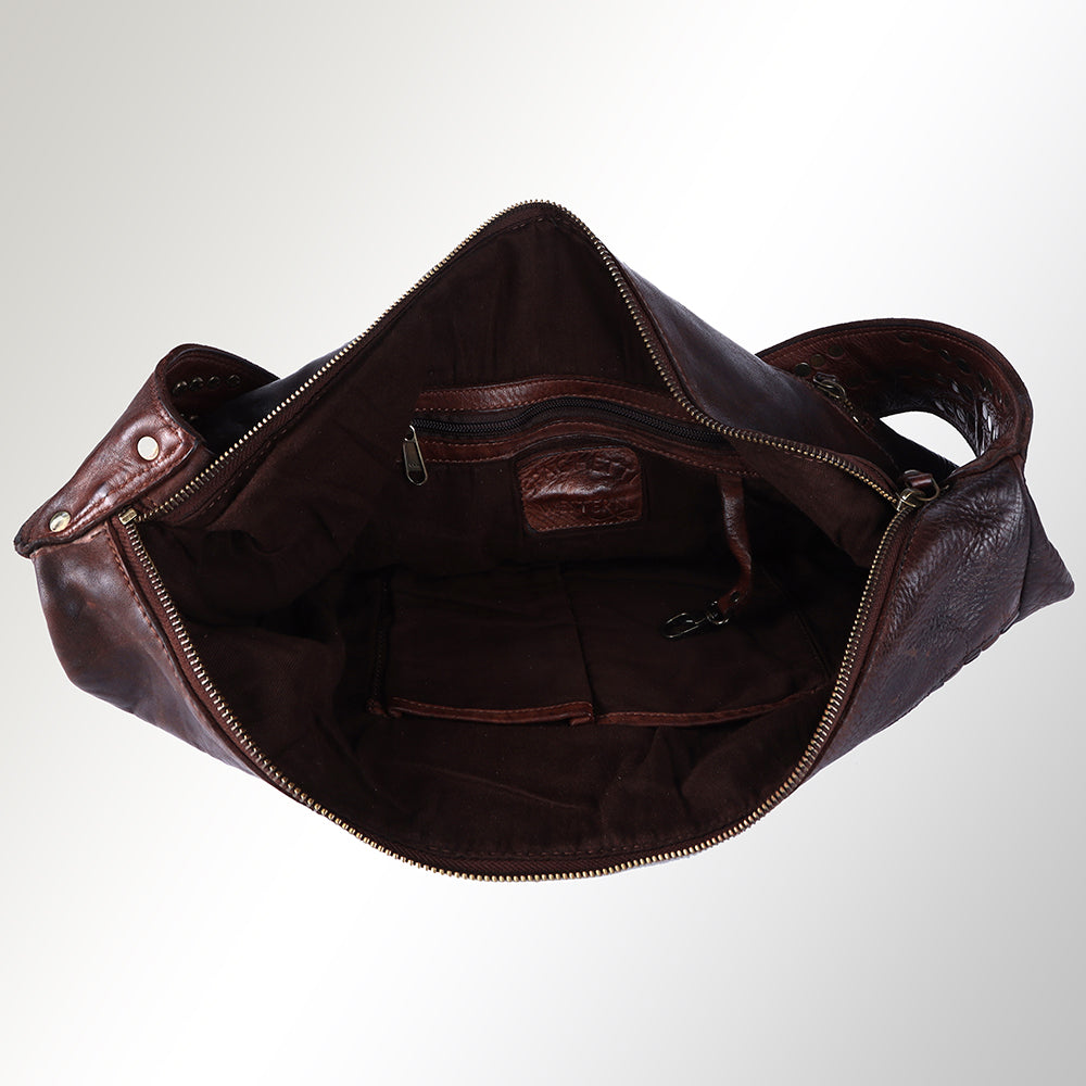Spaghetti Western Tote Vintage Handmade Drum Dyed Genuine European Cowhide Leather