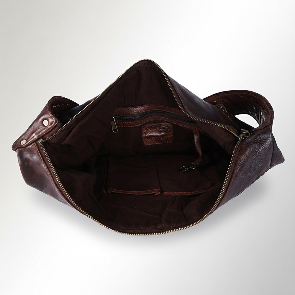 Spaghetti Western Swc135Btan Tote Vintage Handmade Drum Dyed Genuine European Cowhide Leather Women Bag Western Handbag Purse