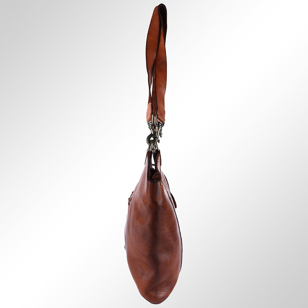 Spaghetti Western Hobo Vintage Handmade Drum Dyed Genuine European Cowhide Leather