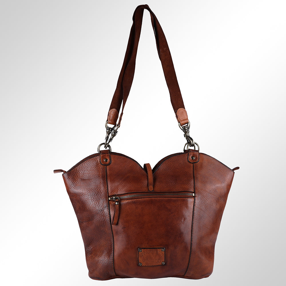 Spaghetti Western Hobo Vintage Handmade Drum Dyed Genuine European Cowhide Leather