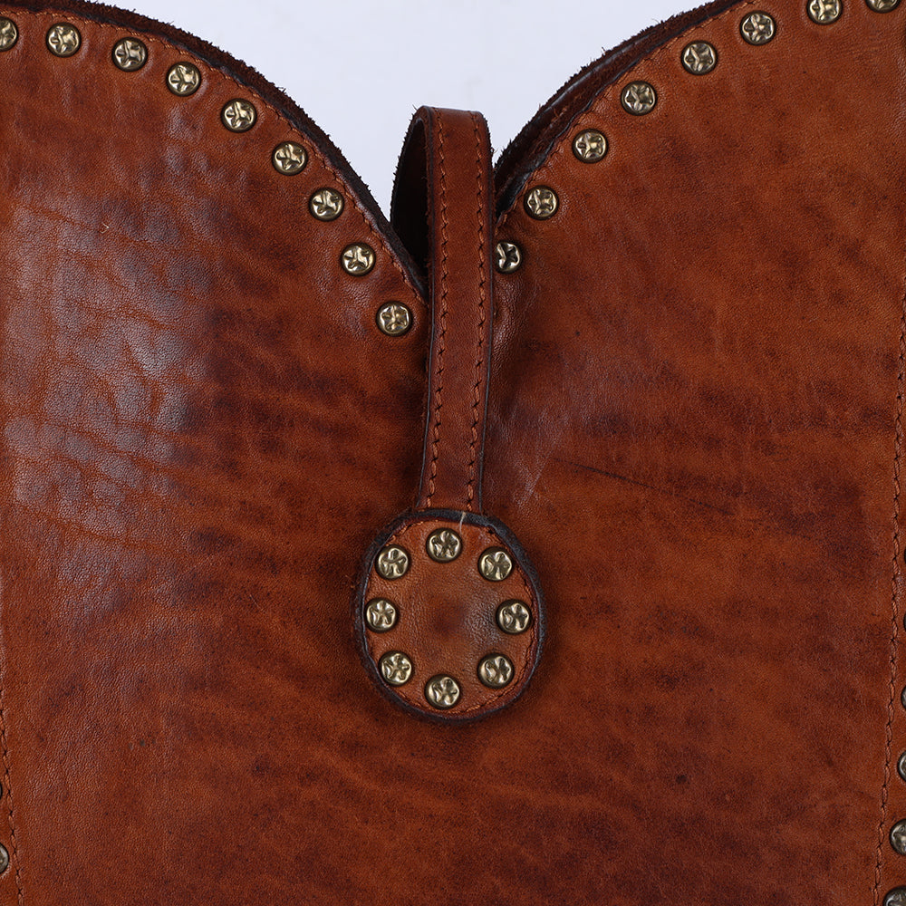 Spaghetti Western Hobo Vintage Handmade Drum Dyed Genuine European Cowhide Leather