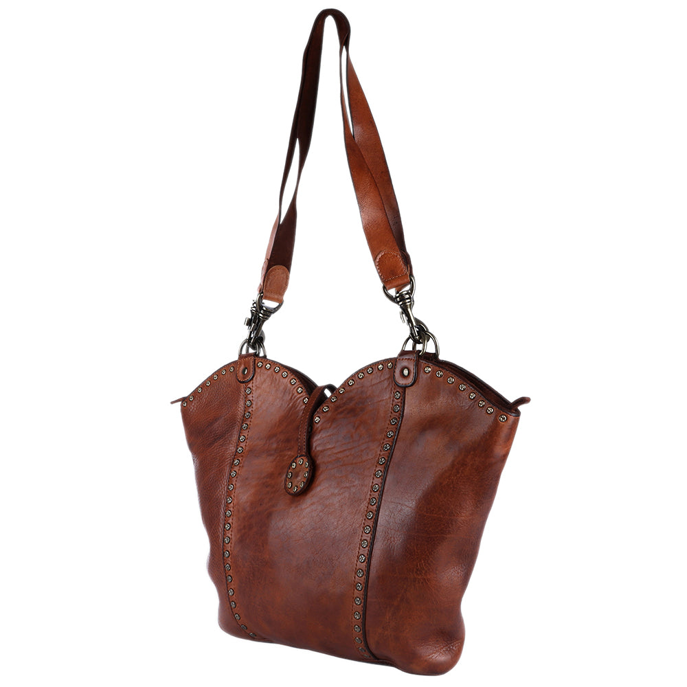 Spaghetti Western Hobo Vintage Handmade Drum Dyed Genuine European Cowhide Leather