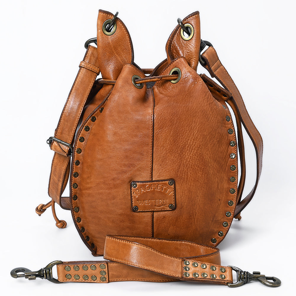 Spaghetti Western Tote Vintage Handmade Drum Dyed Genuine European Cowhide Leather