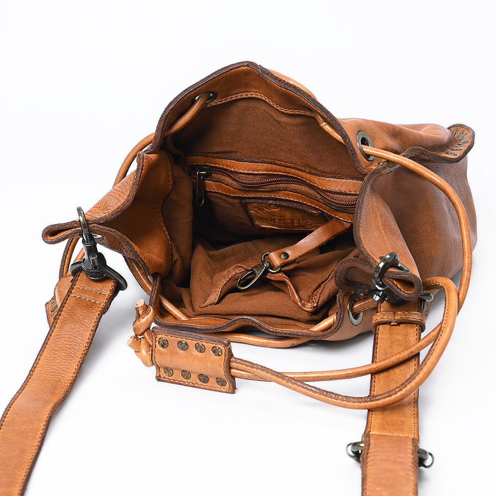 Spaghetti Western Tote Vintage Handmade Drum Dyed Genuine European Cowhide Leather