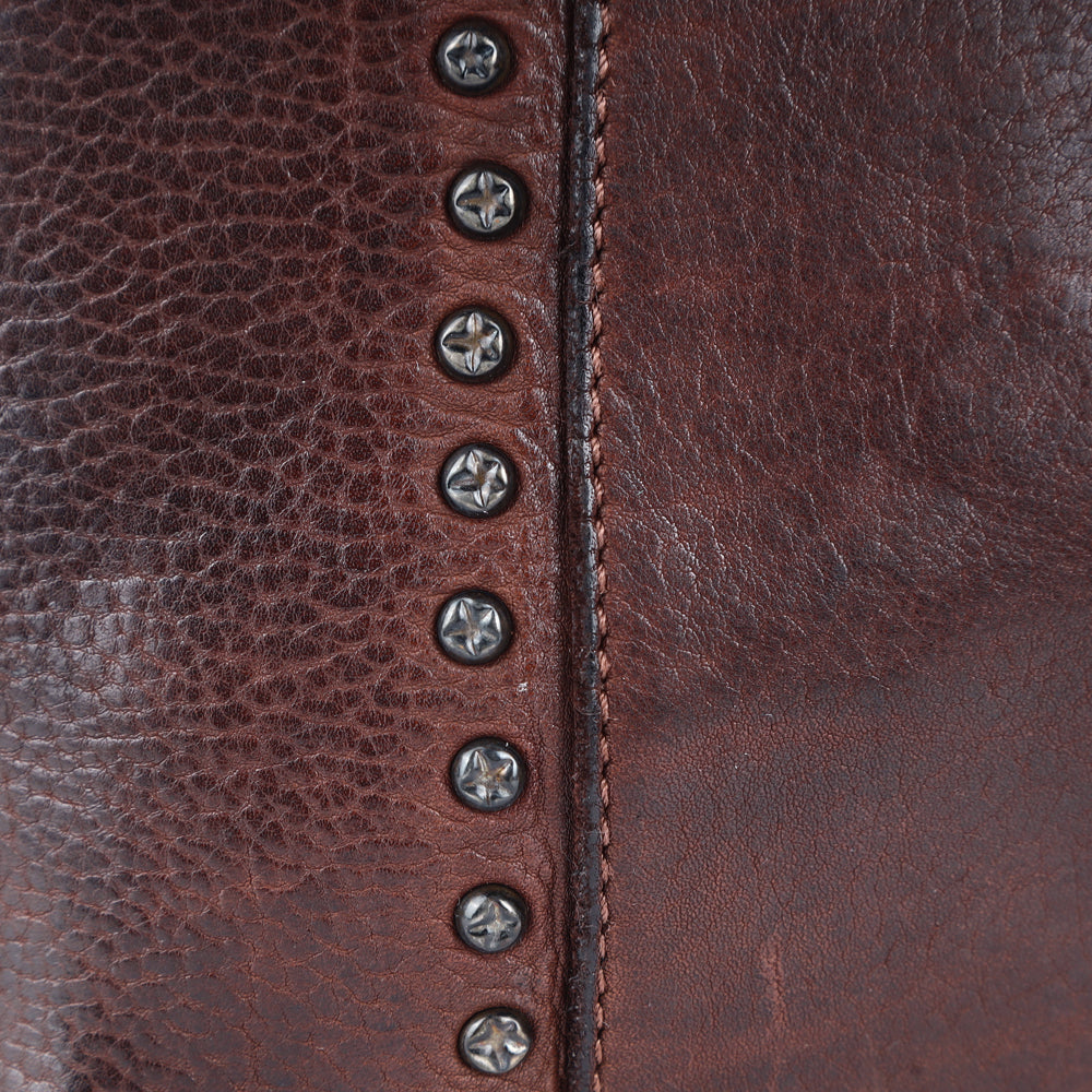 Spaghetti Western Swc140Brn Hobo Vintage Handmade Drum Dyed Genuine European Cowhide Leather Women Bag Western Handbag Purse