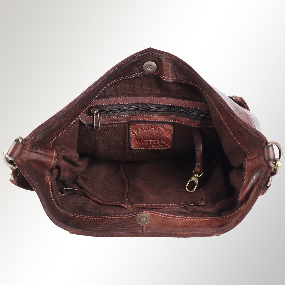 Spaghetti Western Hobo Vintage Handmade Drum Dyed Genuine European Cowhide Leather