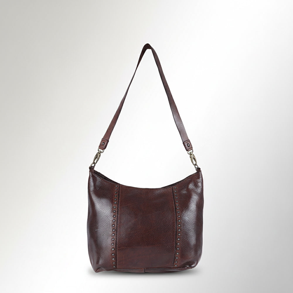 Spaghetti Western Swc140Brn Hobo Vintage Handmade Drum Dyed Genuine European Cowhide Leather Women Bag Western Handbag Purse
