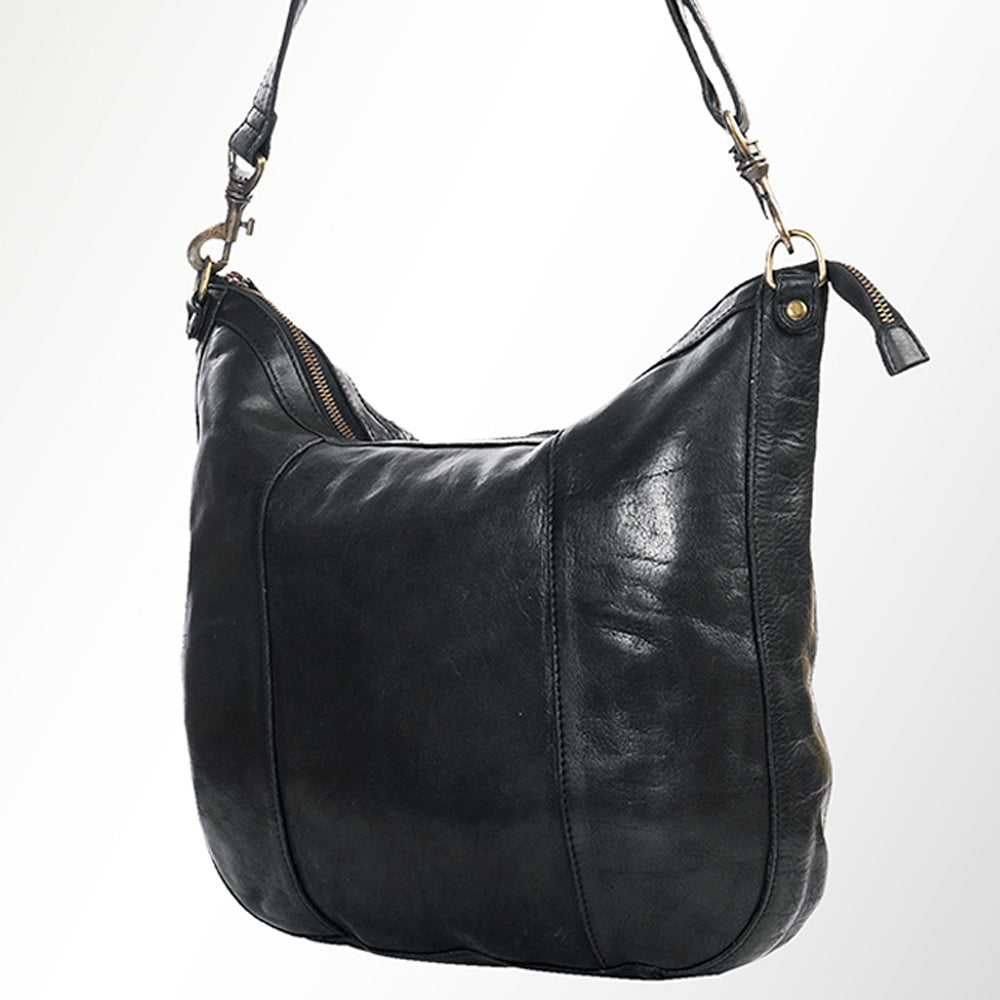 Spaghetti Western Hobo Vintage Handmade Drum Dyed Genuine European Cowhide Leather