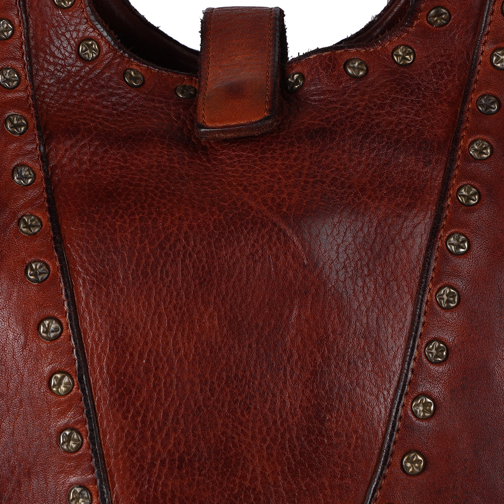 Spaghetti Western Tote Vintage Handmade Drum Dyed Genuine European Cowhide Leather