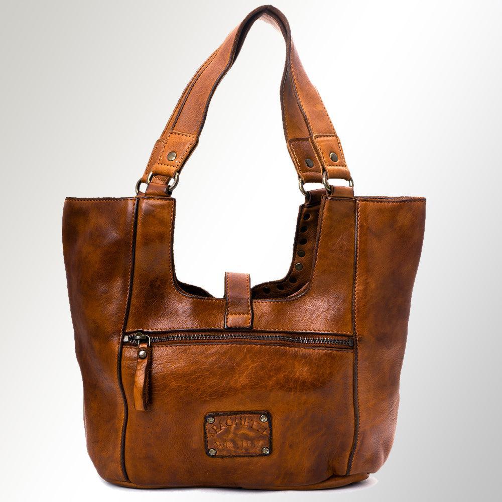 Spaghetti Western Tote Vintage Handmade Drum Dyed Genuine European Cowhide Leather
