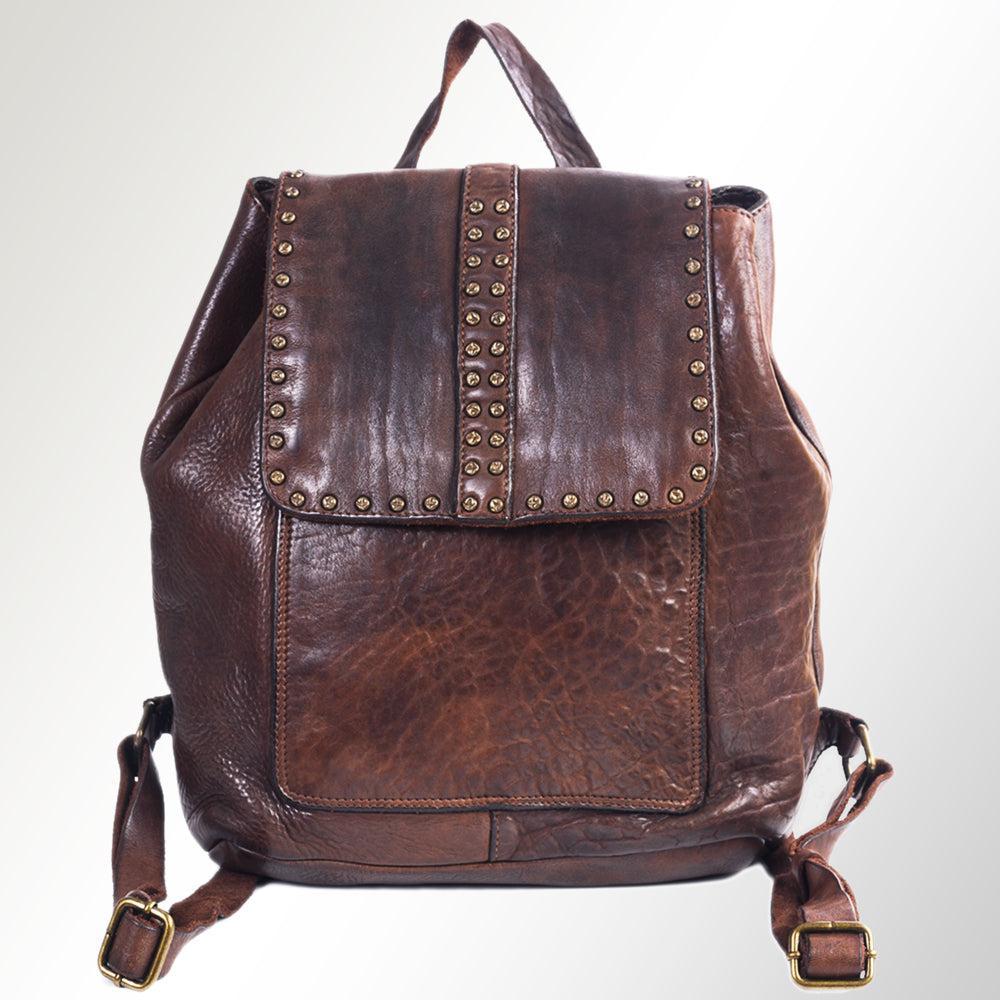 Spaghetti Western Backpack Vintage Handmade Drum Dyed Genuine European Cowhide Leather