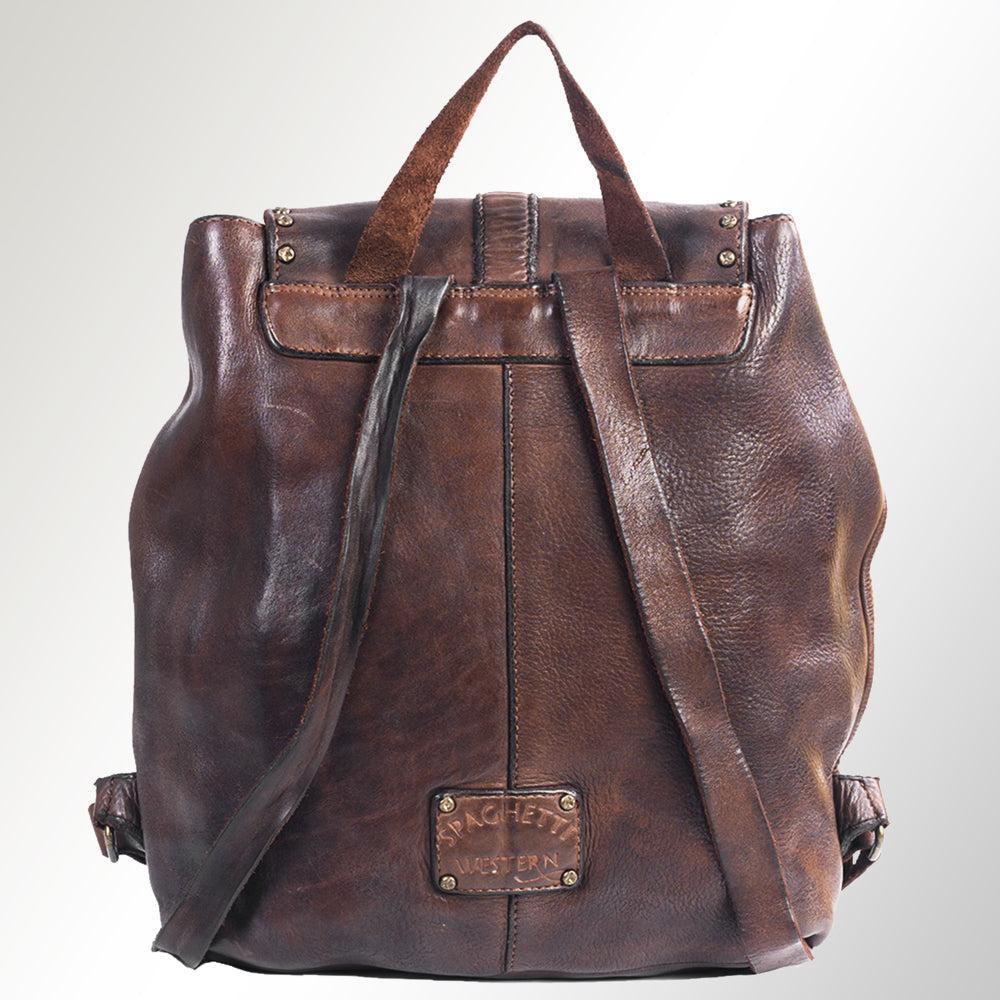 Spaghetti Western Backpack Vintage Handmade Drum Dyed Genuine European Cowhide Leather