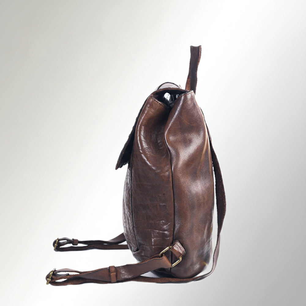 Spaghetti Western Swc145Abrn Backpack Vintage Handmade Drum Dyed Genuine European Cowhide Leather Women Bag Western Handbag Purse