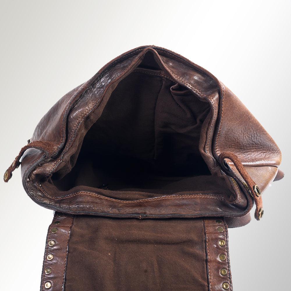 Spaghetti Western Backpack Vintage Handmade Drum Dyed Genuine European Cowhide Leather