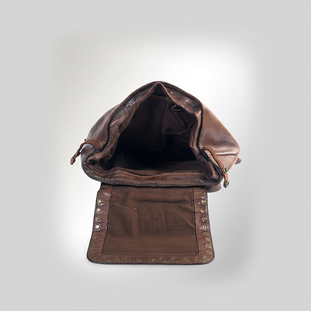 Spaghetti Western Swc145Abrn Backpack Vintage Handmade Drum Dyed Genuine European Cowhide Leather Women Bag Western Handbag Purse