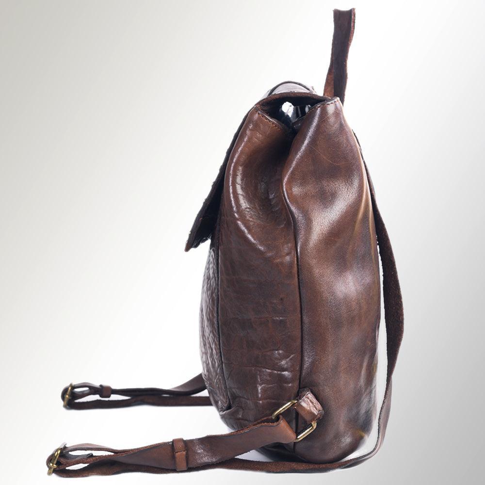 Spaghetti Western Backpack Vintage Handmade Drum Dyed Genuine European Cowhide Leather