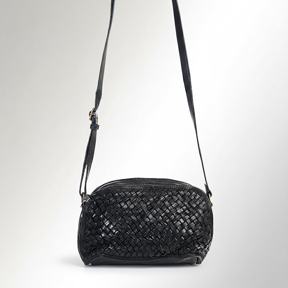 Spaghetti Western Swc148Blk Cross Body I Vintage Handmade Drum Dyed Genuine European Cowhide Leather Women Bag Western Handbag Purse