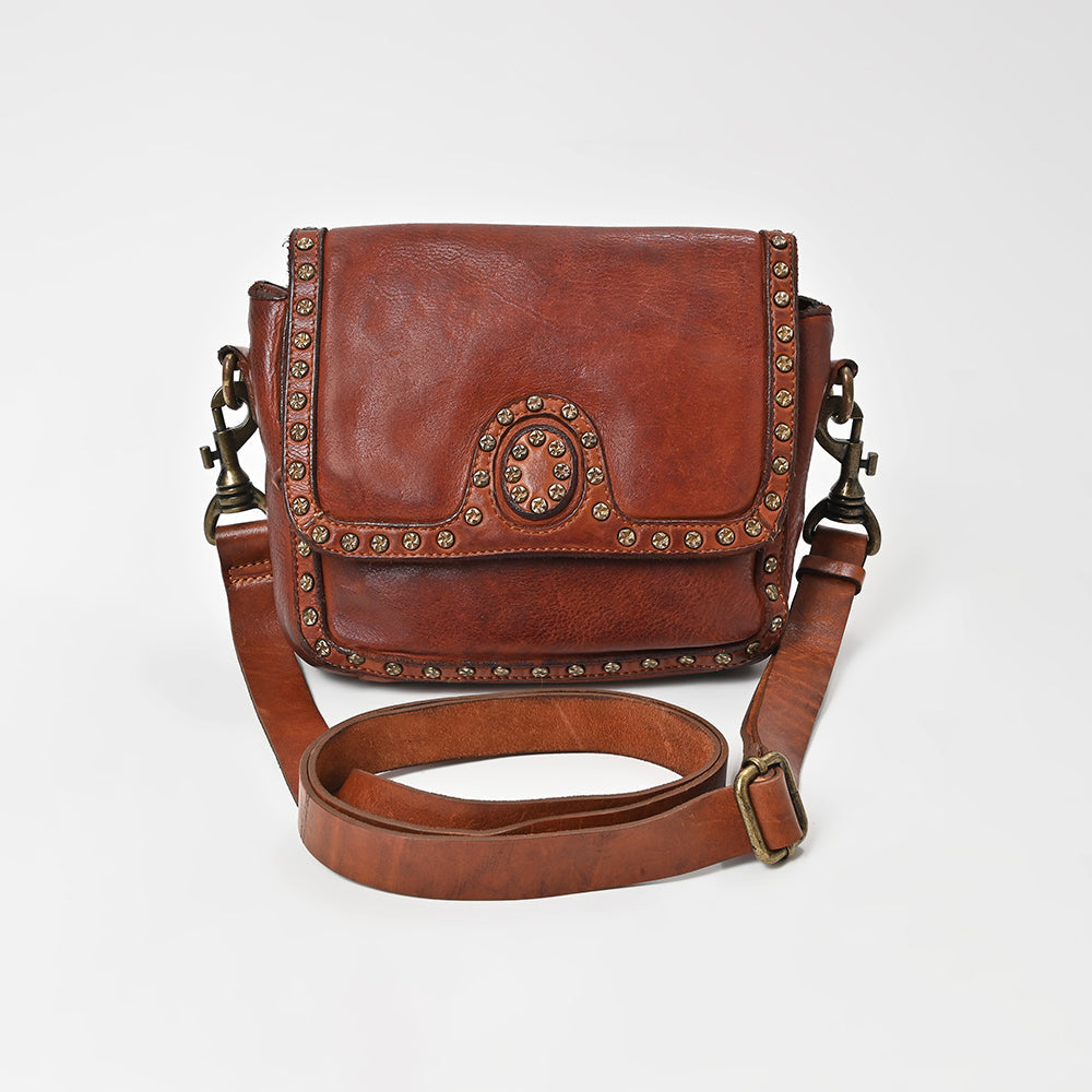 Spaghetti Western Swc149Cg Envelope Vintage Handmade Drum Dyed Genuine European Cowhide Leather Women Bag Western Handbag Purse