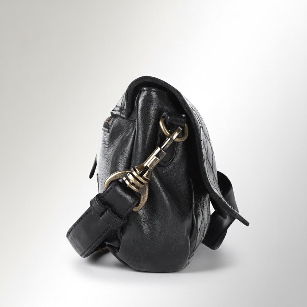 Spaghetti Western Swc151Blk Envelope Vintage Handmade Drum Dyed Genuine European Cowhide Leather Women Bag Western Handbag Purse