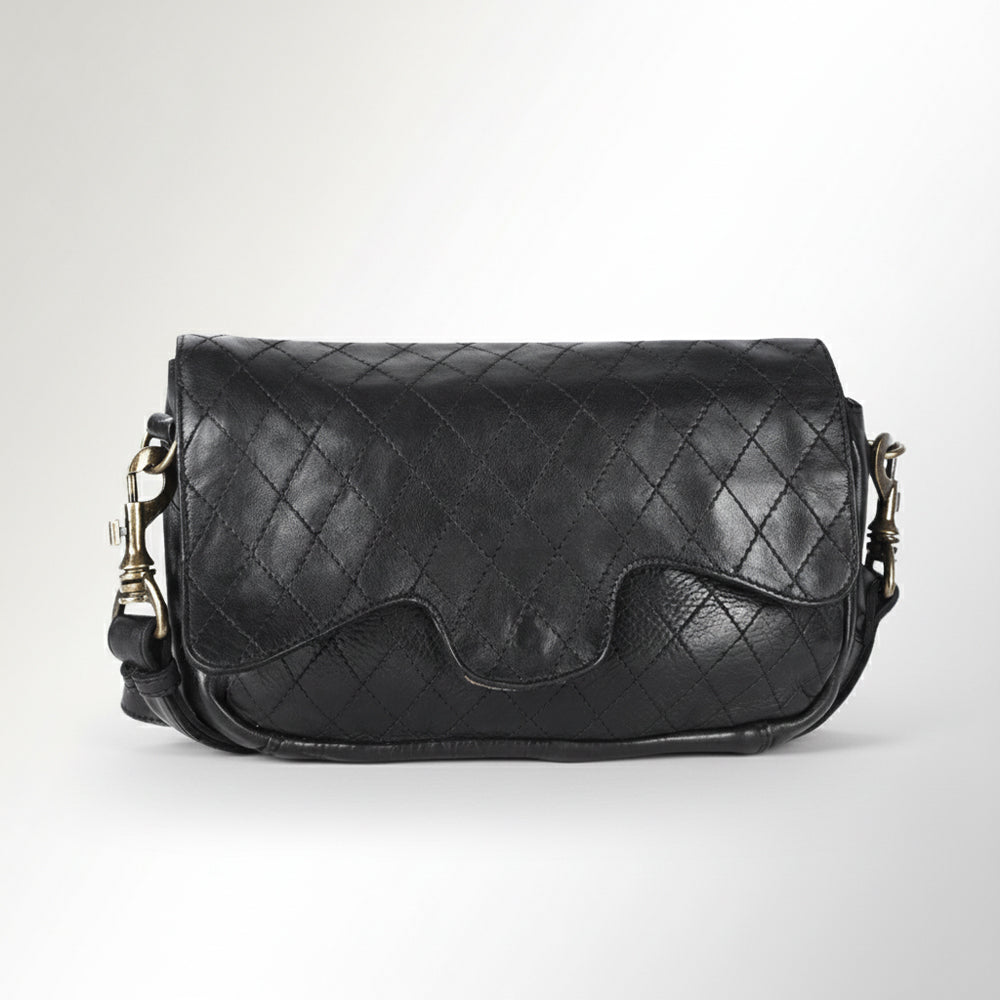 Spaghetti Western Swc151Blk Envelope Vintage Handmade Drum Dyed Genuine European Cowhide Leather Women Bag Western Handbag Purse