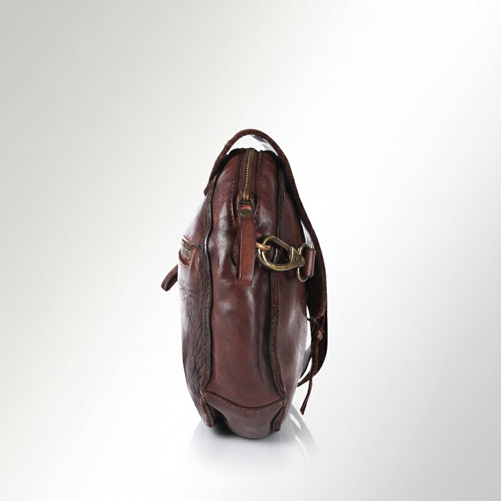 Spaghetti Western Swc152Brn Canteen Vintage Handmade Drum Dyed Genuine European Cowhide Leather Women Bag Western Handbag Purse