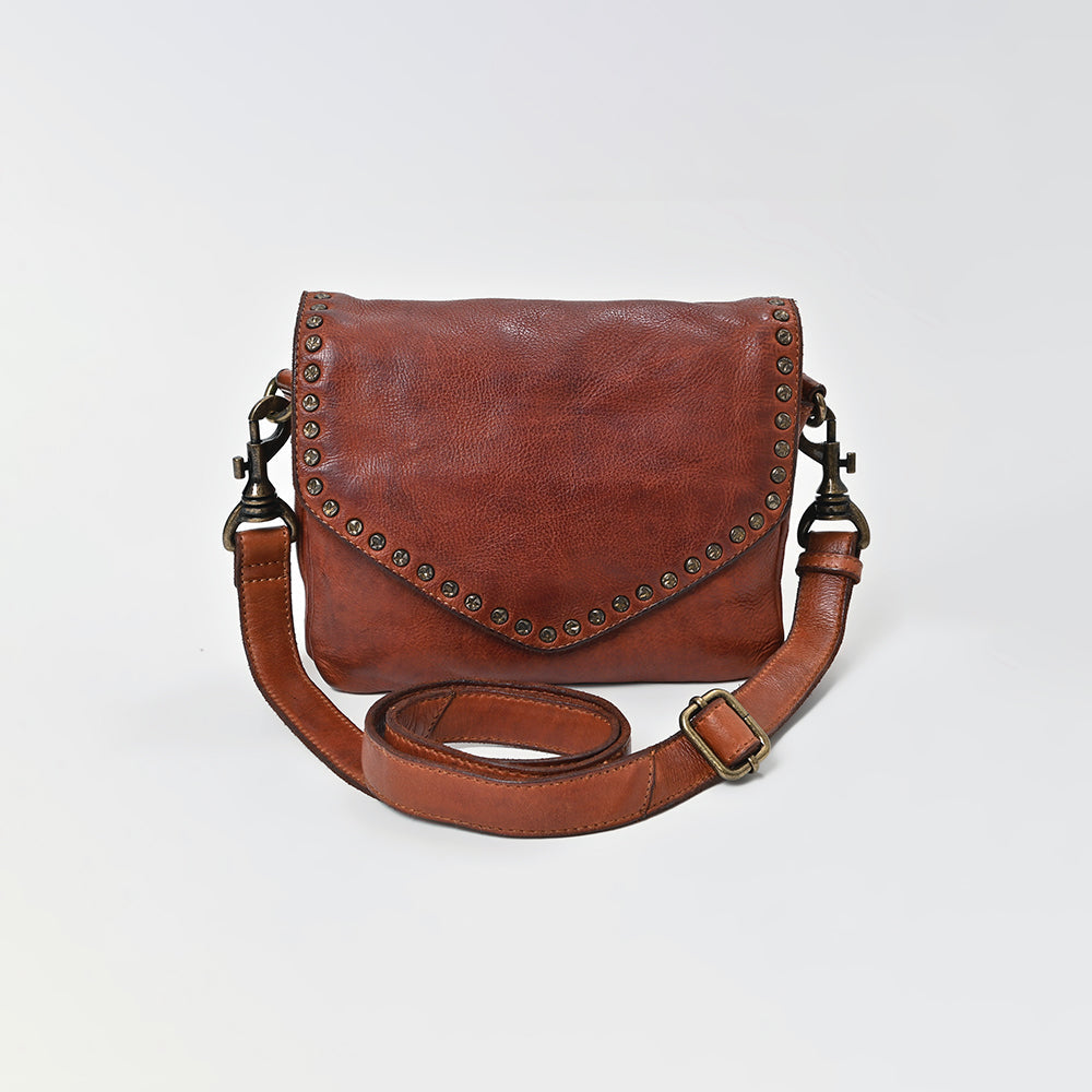 Spaghetti Western Swc153Cg Envelope Vintage Handmade Drum Dyed Genuine European Cowhide Leather Women Bag Western Handbag Purse