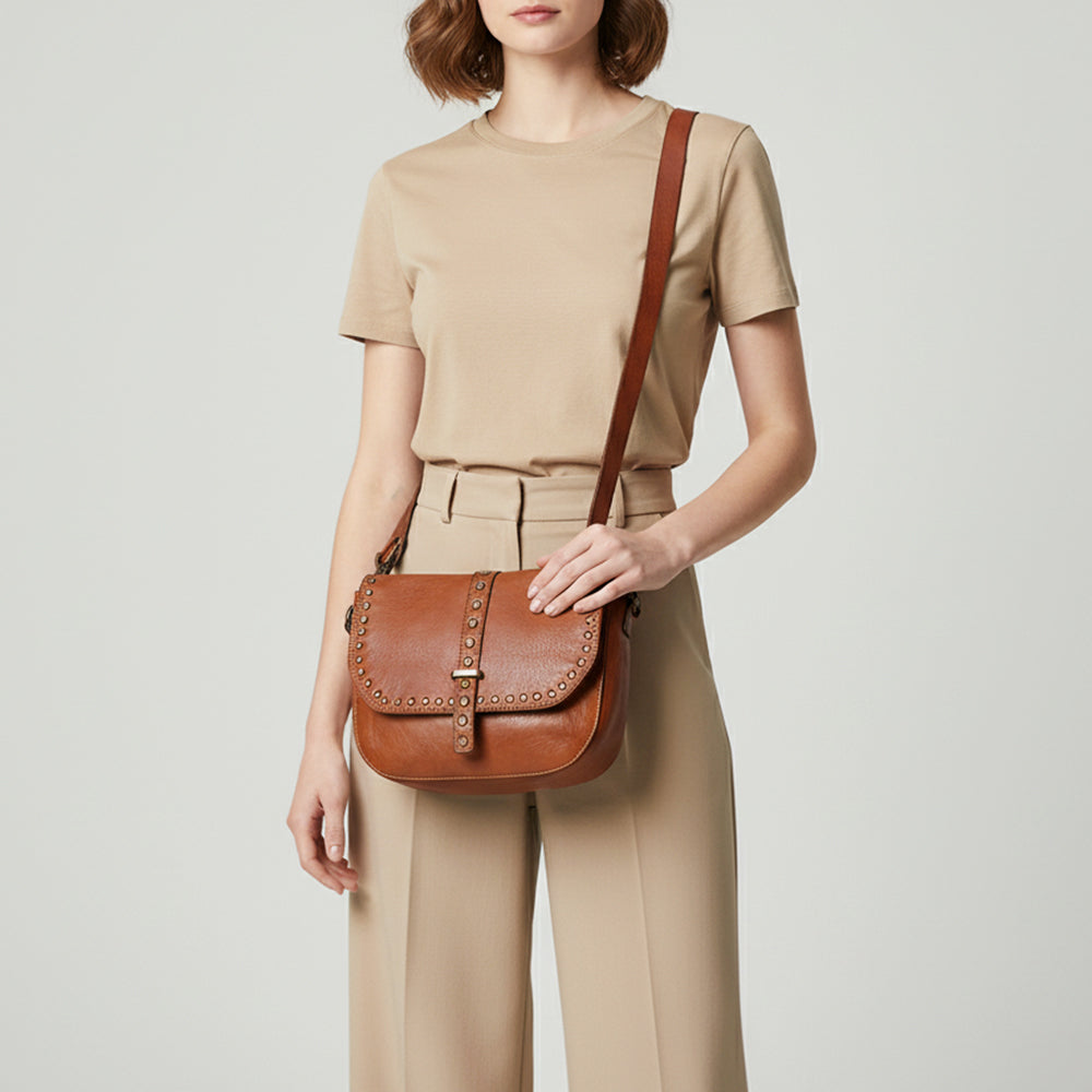 Spaghetti Western Swc155Cg Envelope Vintage Handmade Drum Dyed Genuine European Cowhide Leather Women Bag Western Handbag Purse