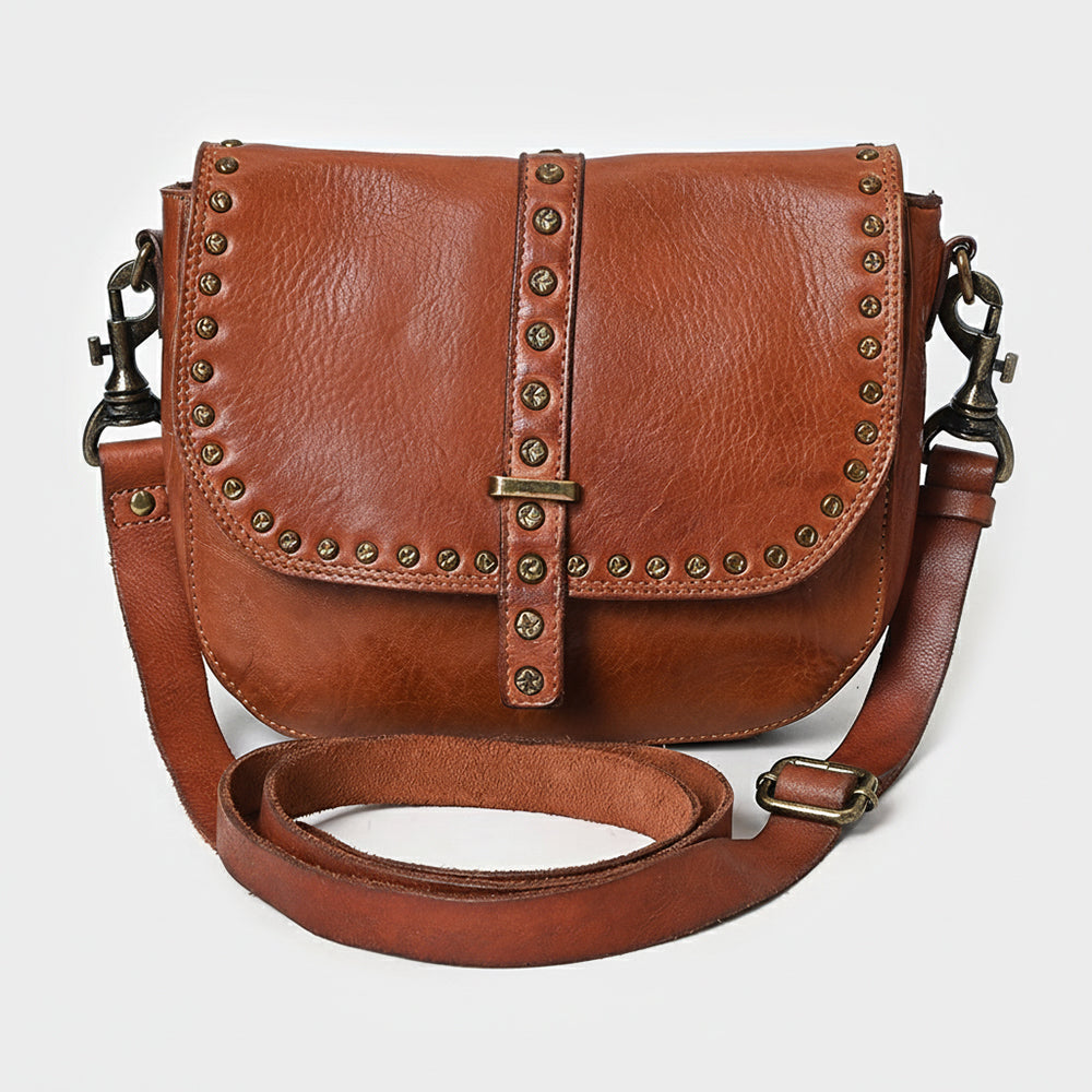 Spaghetti Western Swc155Cg Envelope Vintage Handmade Drum Dyed Genuine European Cowhide Leather Women Bag Western Handbag Purse