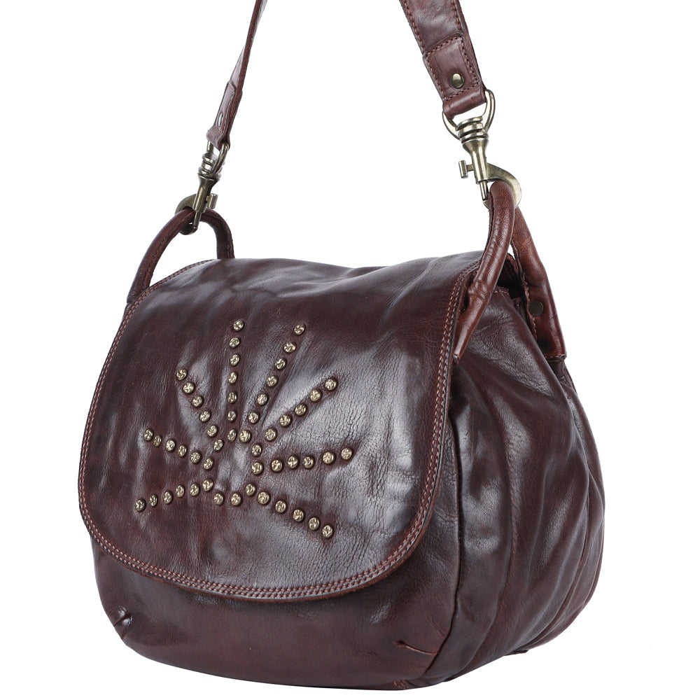 Spaghetti Western Crossbody Vintage Handmade Drum Dyed Genuine European Cowhide Leather
