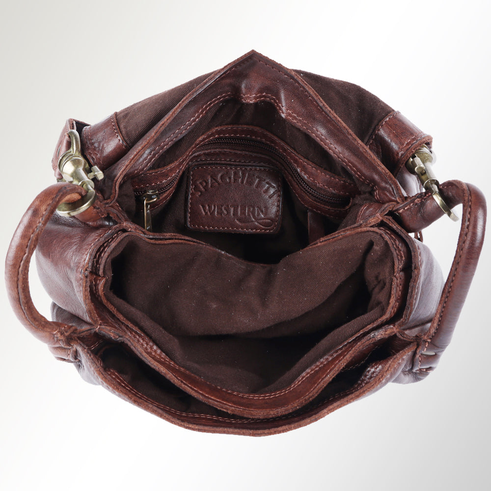 Spaghetti Western Crossbody Vintage Handmade Drum Dyed Genuine European Cowhide Leather