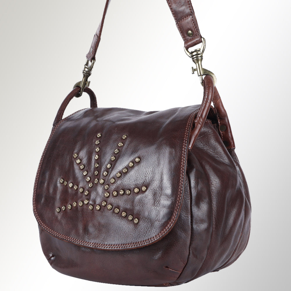 Spaghetti Western Crossbody Vintage Handmade Drum Dyed Genuine European Cowhide Leather