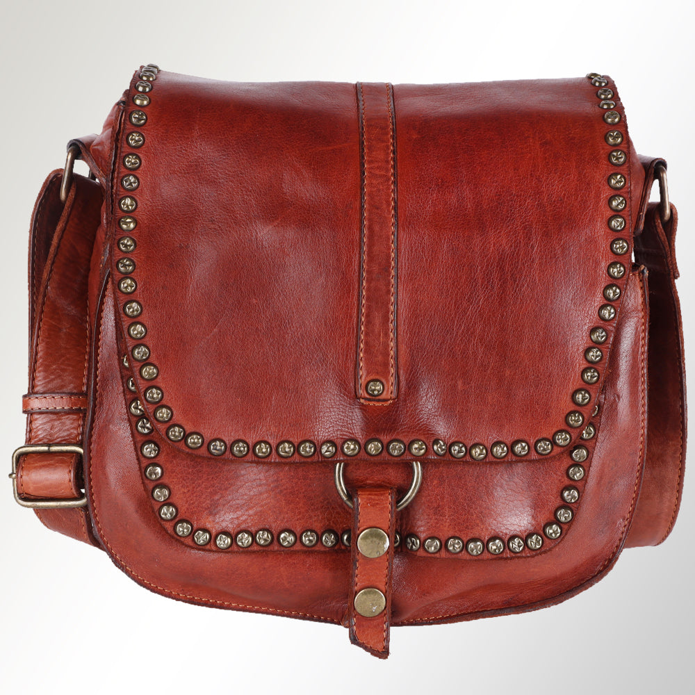 Spaghetti Western Crossbody Vintage Handmade Drum Dyed Genuine European Cowhide Leather