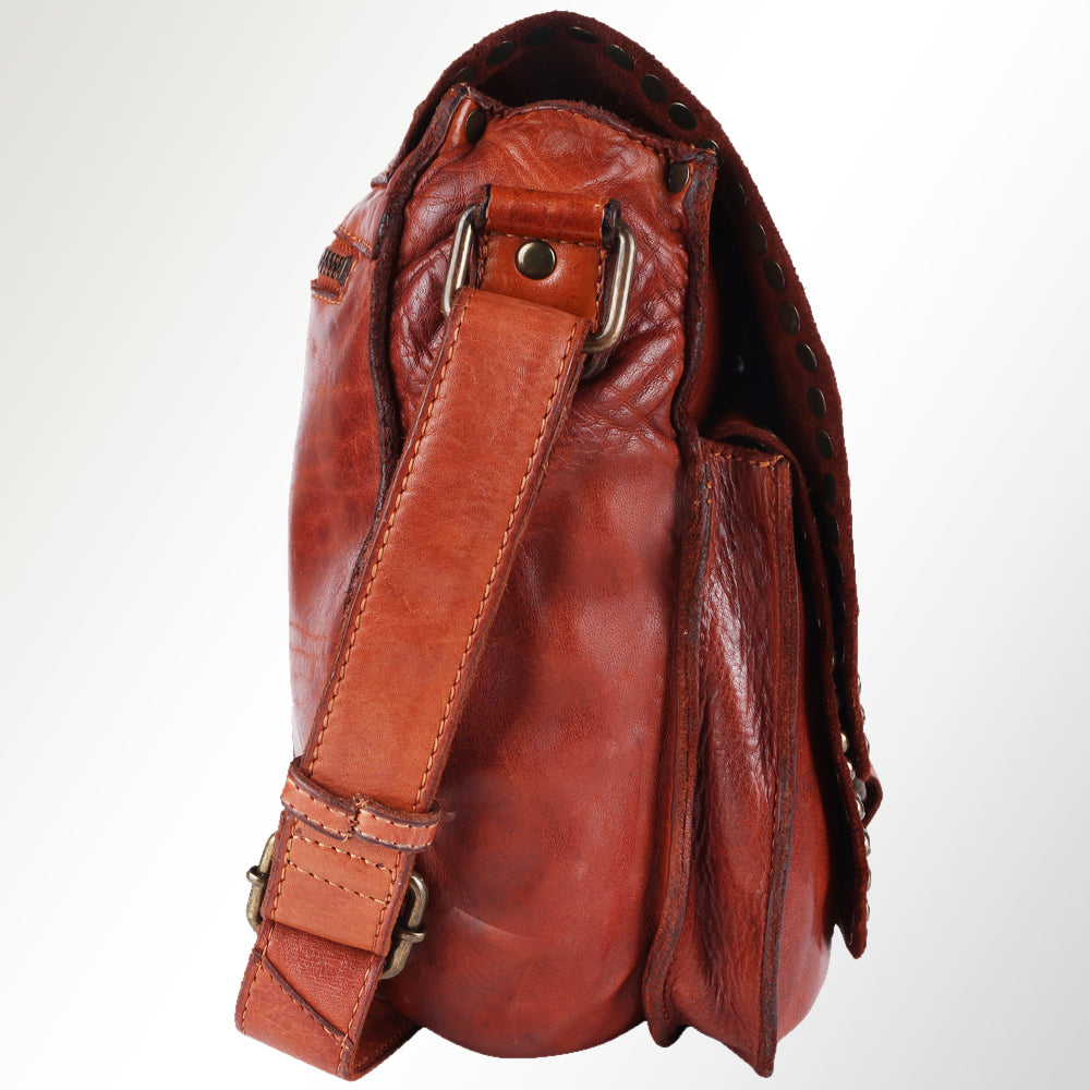 Spaghetti Western Crossbody Vintage Handmade Drum Dyed Genuine European Cowhide Leather