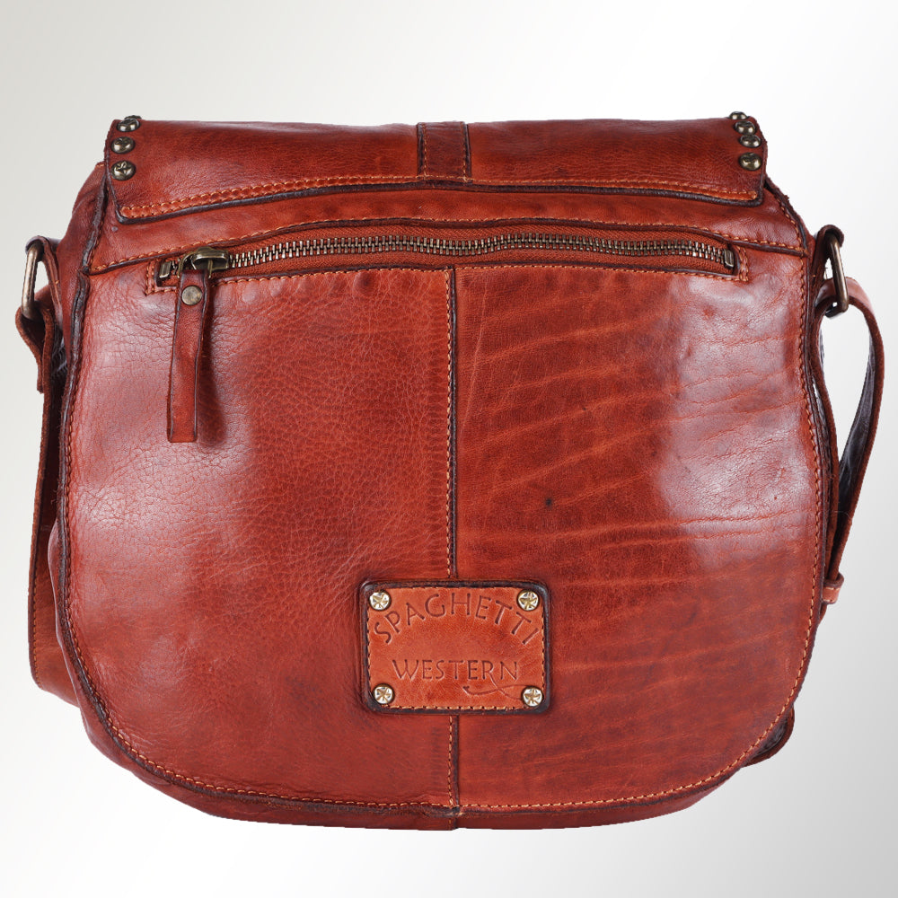 Spaghetti Western Crossbody Vintage Handmade Drum Dyed Genuine European Cowhide Leather