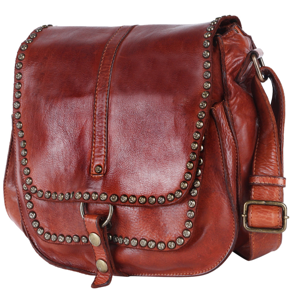 Spaghetti Western Crossbody Vintage Handmade Drum Dyed Genuine European Cowhide Leather