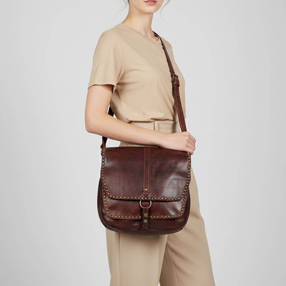 Spaghetti Western Swc157Acg Cross Body I Vintage Handmade Drum Dyed Genuine European Cowhide Leather Women Bag Western Handbag Purse
