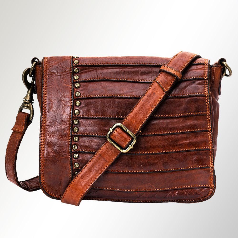 Spaghetti Western Crossbody Vintage Handmade Drum Dyed Genuine European Cowhide Leather