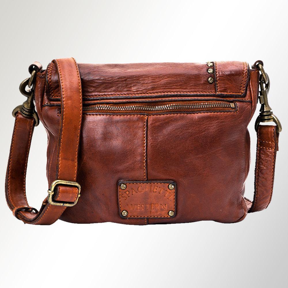 Spaghetti Western Crossbody Vintage Handmade Drum Dyed Genuine European Cowhide Leather