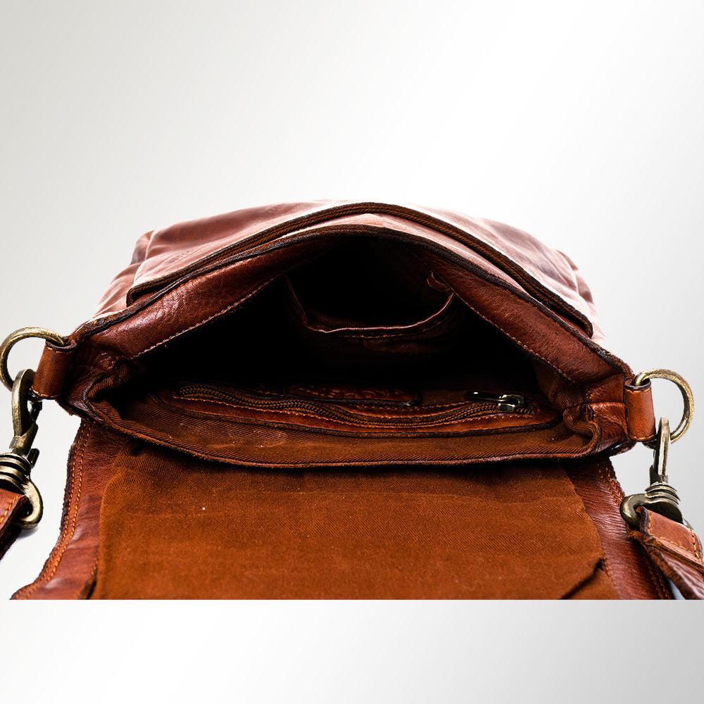 Spaghetti Western Crossbody Vintage Handmade Drum Dyed Genuine European Cowhide Leather