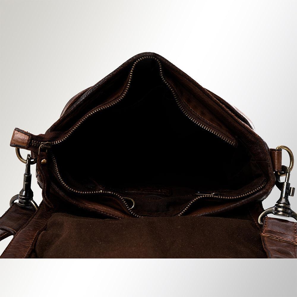 Spaghetti Western Crossbody Vintage Handmade Drum Dyed Genuine European Cowhide Leather