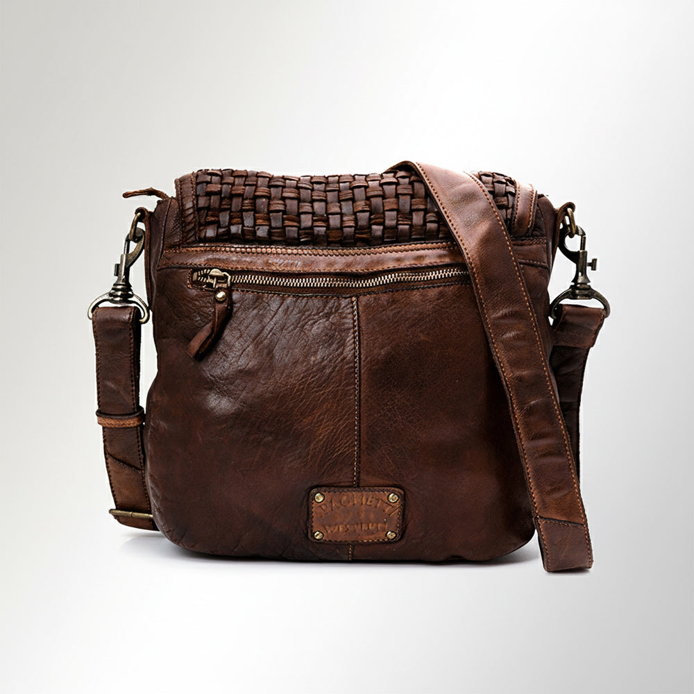 Spaghetti Western Swc160Brn Cross Body I Vintage Handmade Drum Dyed Genuine European Cowhide Leather Women Bag Western Handbag Purse
